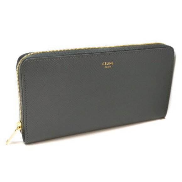 CELINE Zip Wallet Gray Leather Comes - Picture 1 of 14